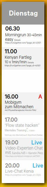 Beispieltag Virtuelle Laufwoche